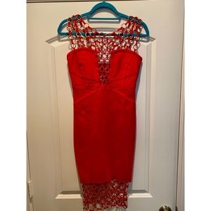 Red Caged Ring Dress